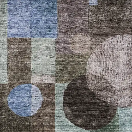 Brown Blue And Green Geometric Washable Indoor Outdoor Area Rug Photo 6