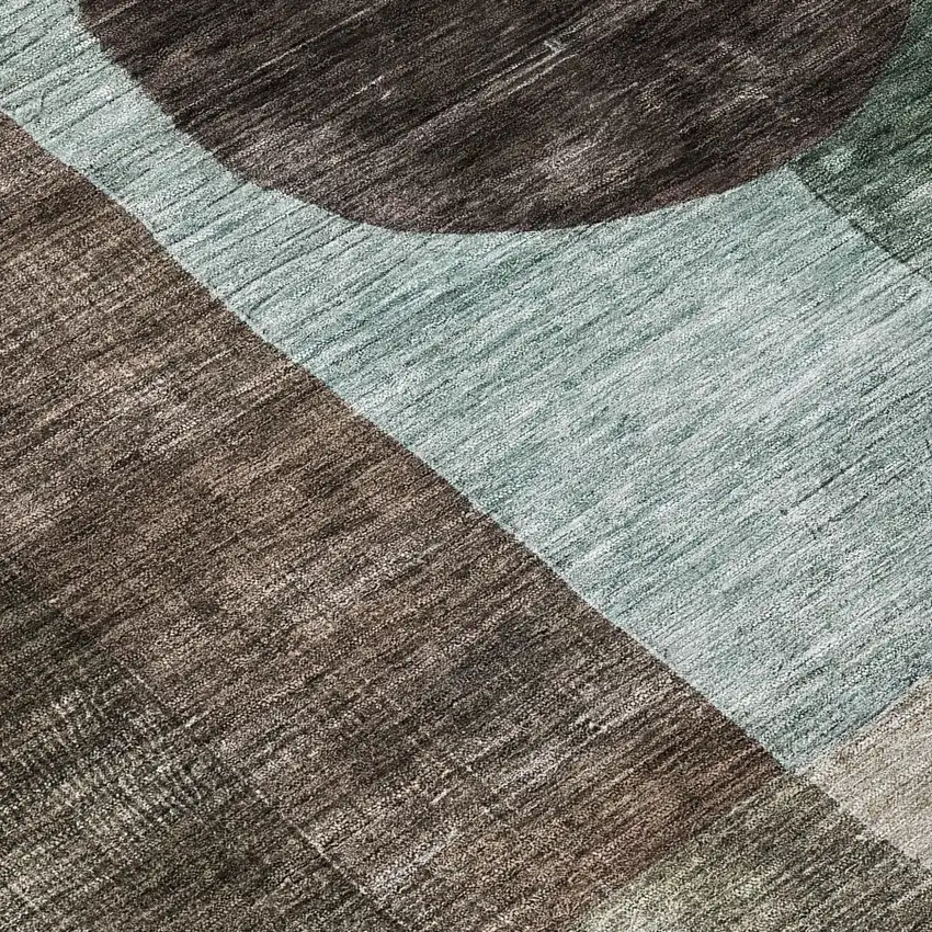 Brown Blue And Green Geometric Washable Indoor Outdoor Area Rug Photo 4