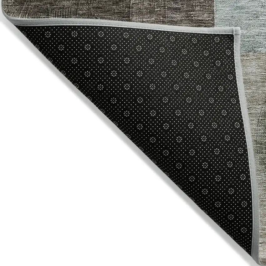 Brown Blue And Green Geometric Washable Indoor Outdoor Area Rug Photo 5