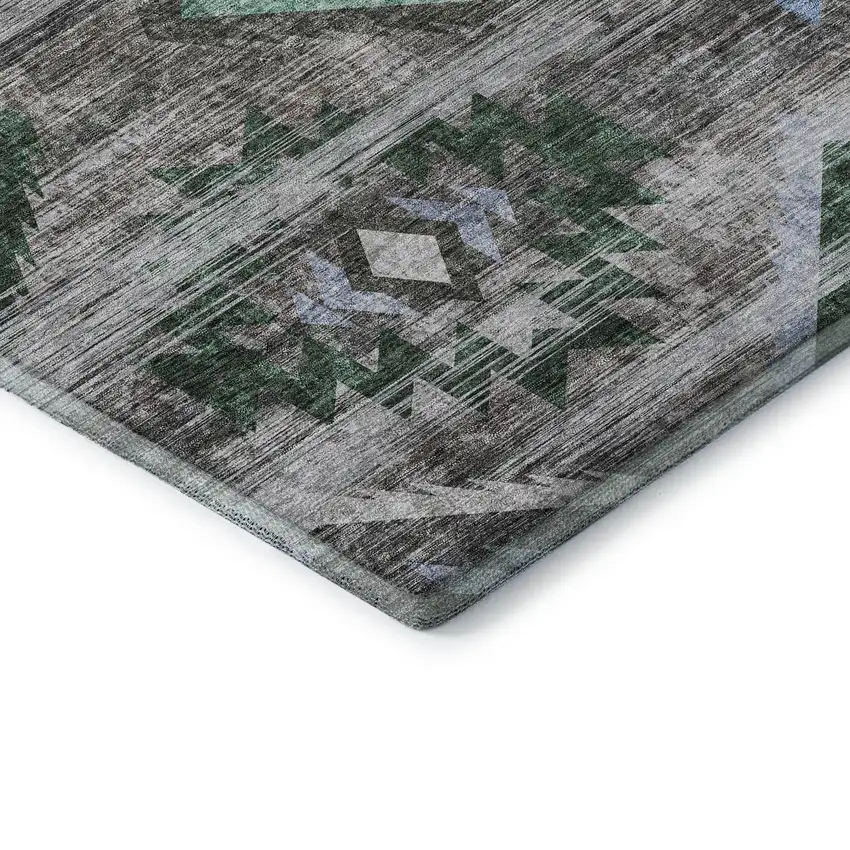 Brown Blue And Green Southwestern Washable Area Rug With UV Protection Photo 8