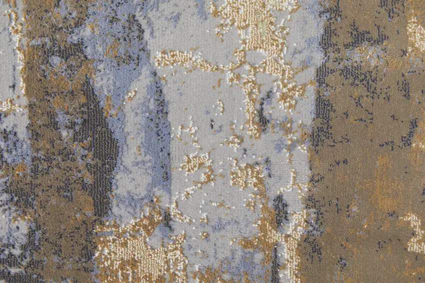 Brown Blue And Ivory Abstract Distressed Area Rug Photo 8
