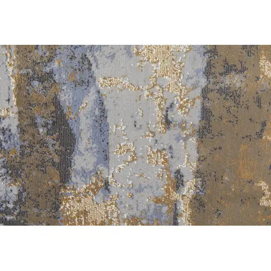 Brown Blue And Ivory Abstract Distressed Area Rug Photo 8