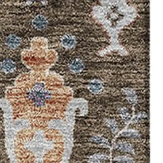 Brown Blue And Purple Floral Washable Area Rug With UV Protection Photo 2