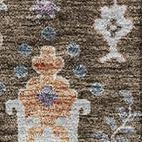 Brown Blue And Purple Floral Washable Area Rug With UV Protection Photo 2