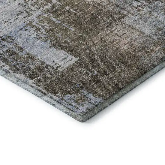 Brown Blue And Taupe Abstract Washable Area Rug With UV Protection Photo 7