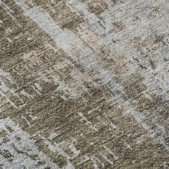 Brown Blue And Taupe Abstract Washable Area Rug With UV Protection Photo 9