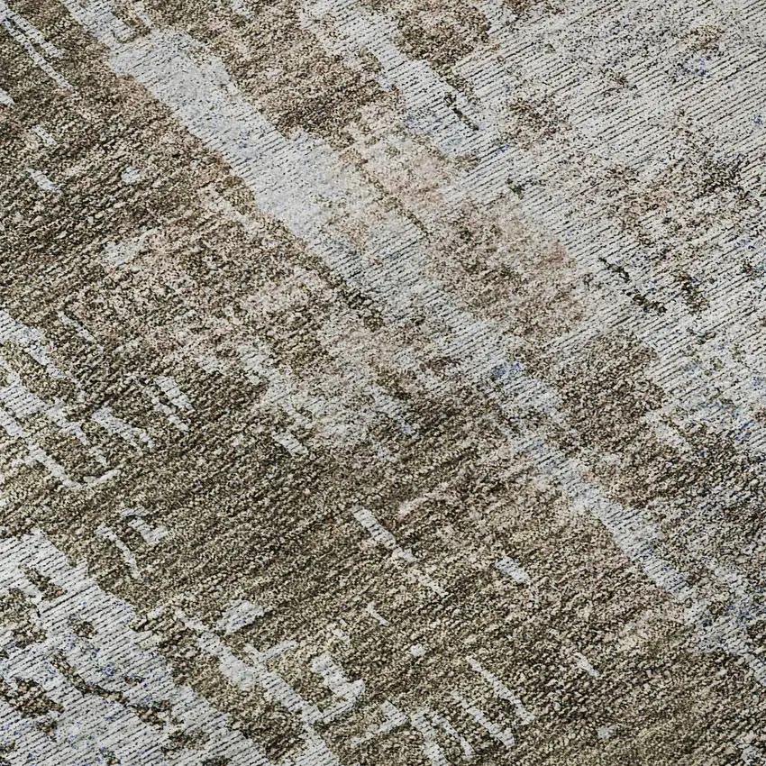 Brown Blue And Taupe Abstract Washable Area Rug With UV Protection Photo 9