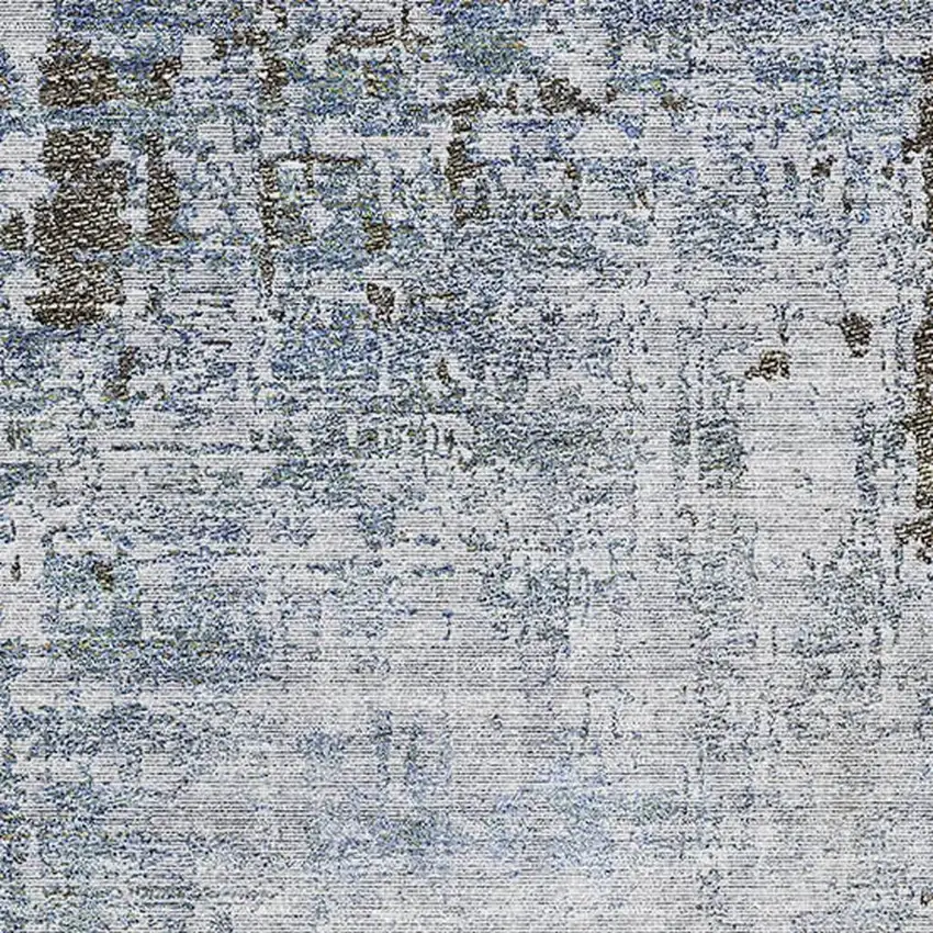 Brown Blue And Taupe Abstract Washable Area Rug With UV Protection Photo 3