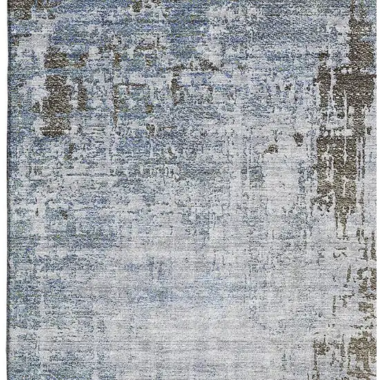 Brown Blue And Taupe Abstract Washable Area Rug With UV Protection Photo 4