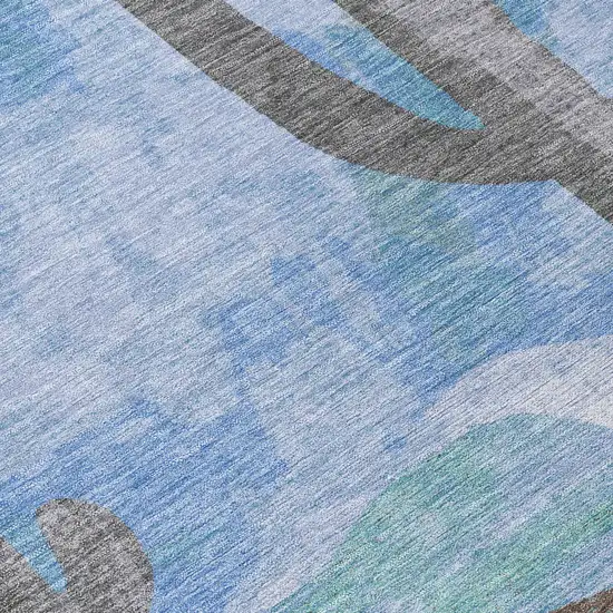 Brown Blue And Taupe Cactus Washable Indoor Outdoor Area Rug Photo 8