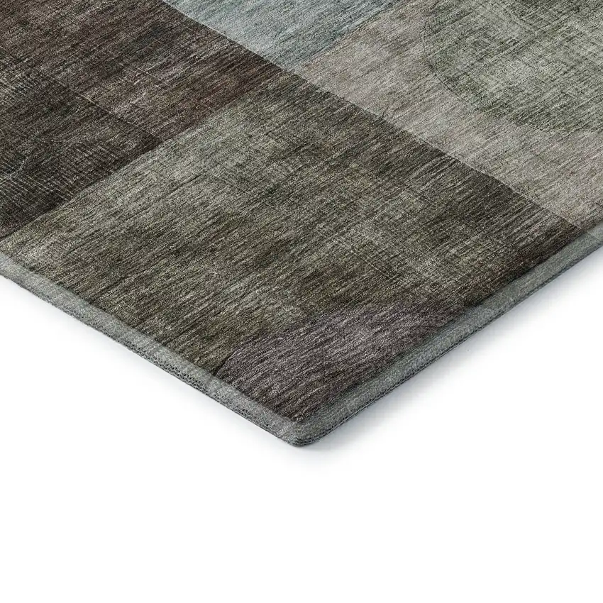 Brown Blue And Taupe Geometric Washable Area Rug With UV Protection Photo 8