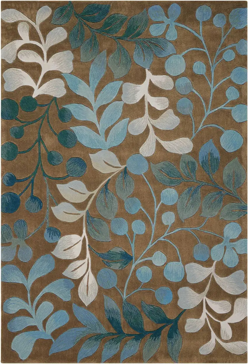 Brown Botanical Leaves Area Rug Photo 5