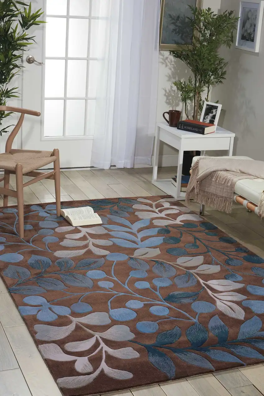 Brown Botanical Leaves Area Rug Photo 8