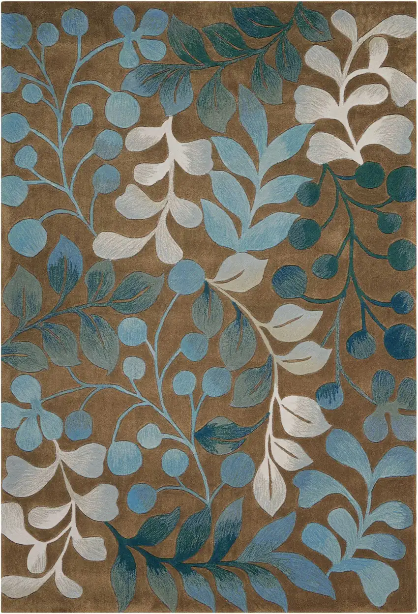 Brown Botanical Leaves Area Rug Photo 2