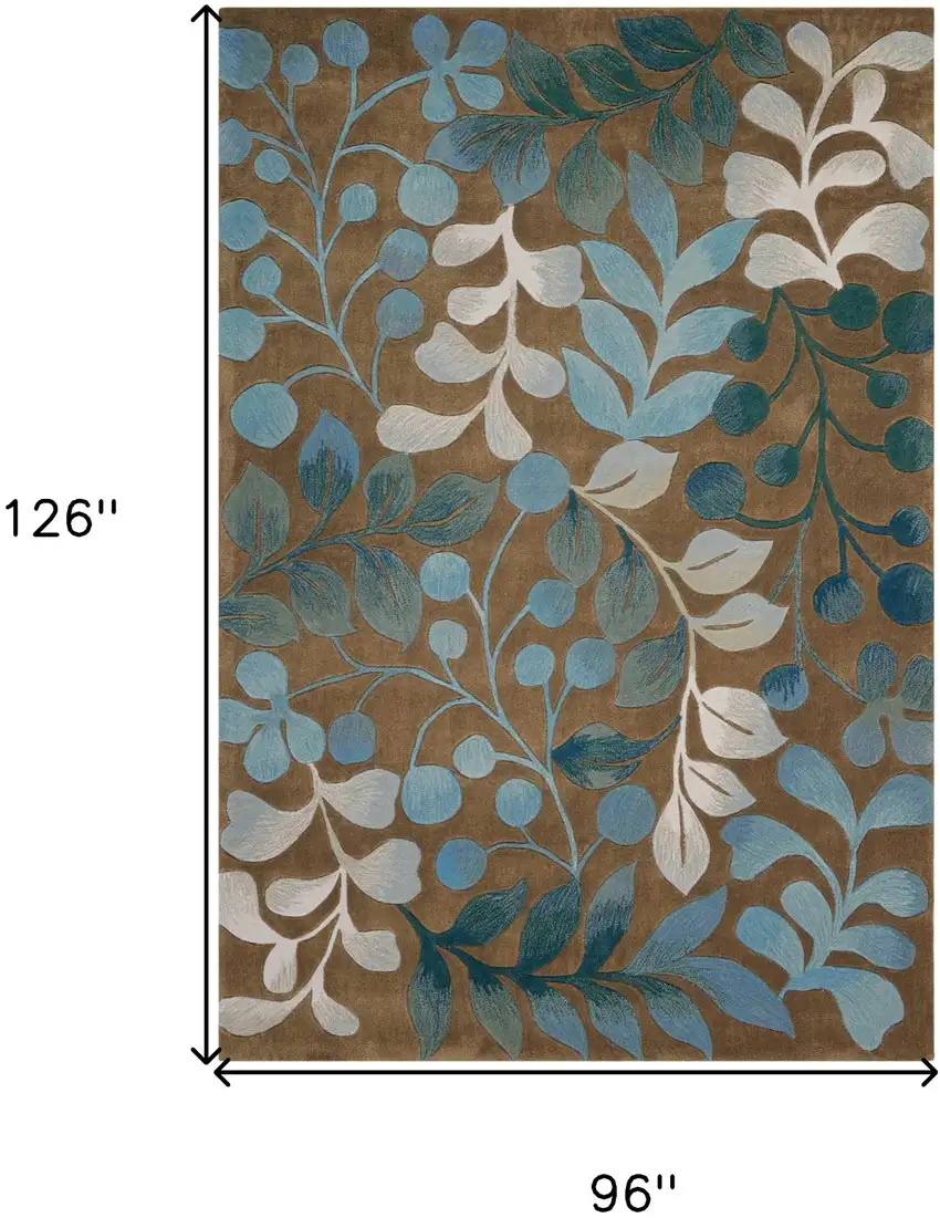 Brown Botanical Leaves Area Rug Photo 3