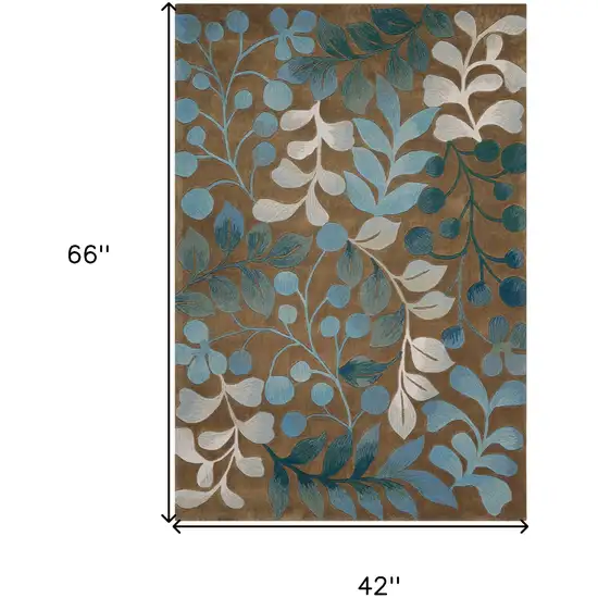 Brown Botanical Leaves Area Rug Photo 3