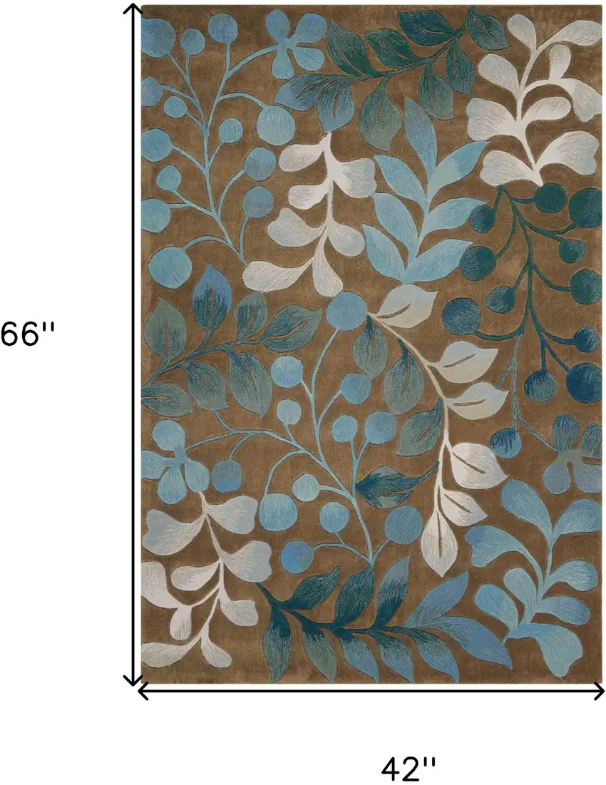 Brown Botanical Leaves Area Rug Photo 3