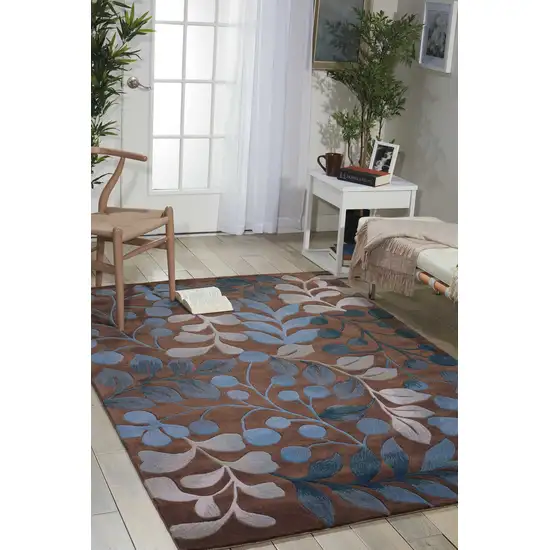 Brown Botanical Leaves Area Rug Photo 4
