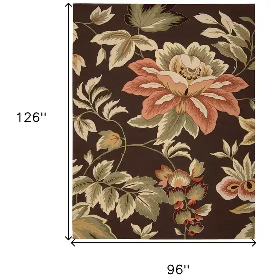 Brown Botanical Leaves Hand Carved Handmade Area Rug Photo 3