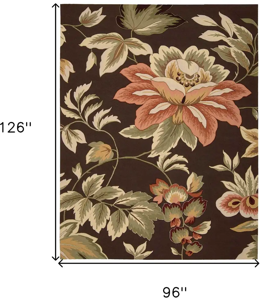 Brown Botanical Leaves Hand Carved Handmade Area Rug Photo 3