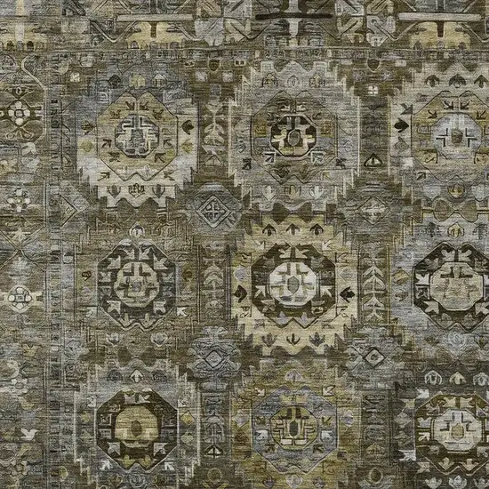 Brown Charcoal And Beige Medallion Washable Indoor Outdoor Area Rug Photo 3