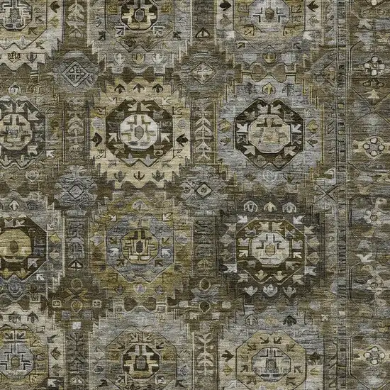 Brown Charcoal And Beige Medallion Washable Indoor Outdoor Area Rug Photo 6