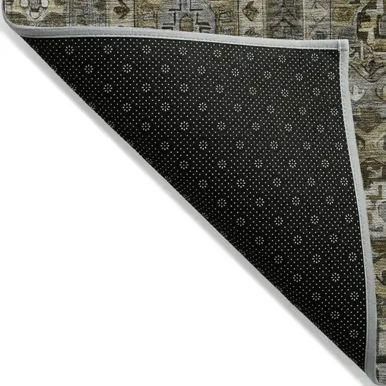 Brown Charcoal And Beige Medallion Washable Indoor Outdoor Area Rug Photo 7