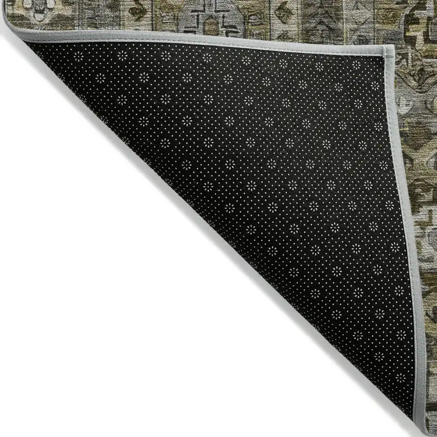 Brown Charcoal And Beige Medallion Washable Indoor Outdoor Area Rug Photo 7
