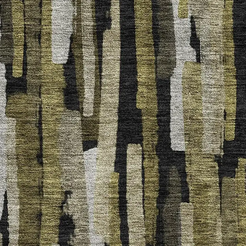 Brown Charcoal And Gray Striped Washable Area Rug With UV Protection Photo 2