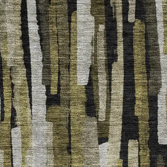 Brown Charcoal And Gray Striped Washable Area Rug With UV Protection Photo 2