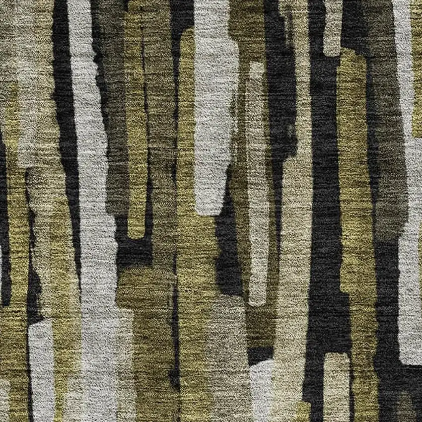 Brown Charcoal And Gray Striped Washable Area Rug With UV Protection Photo 2