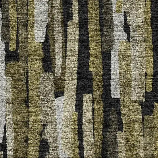 Brown Charcoal And Gray Striped Washable Area Rug With UV Protection Photo 2