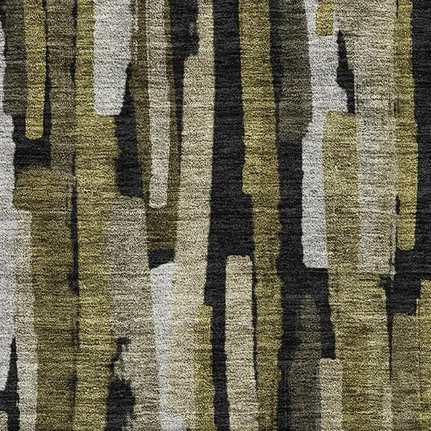 Brown Charcoal And Gray Striped Washable Area Rug With UV Protection Photo 2