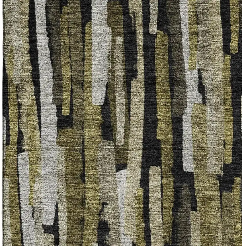 Brown Charcoal And Gray Striped Washable Area Rug With UV Protection Photo 3