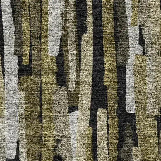 Brown Charcoal And Gray Striped Washable Area Rug With UV Protection Photo 2