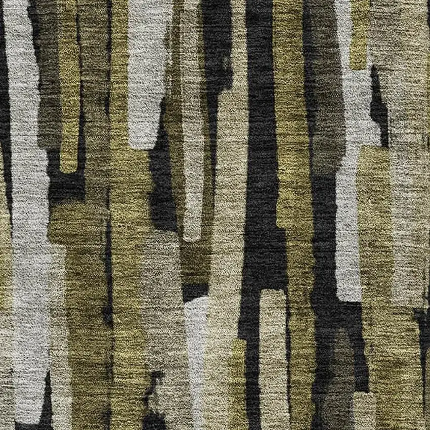 Brown Charcoal And Gray Striped Washable Area Rug With UV Protection Photo 2