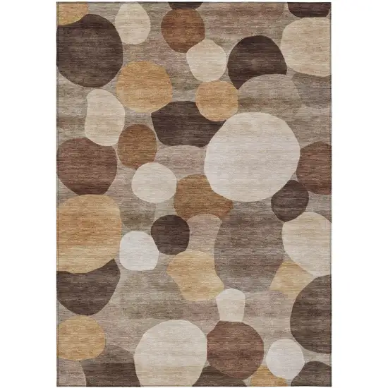 Brown Copper And Beige Geometric Washable Indoor Outdoor Area Rug Photo 1
