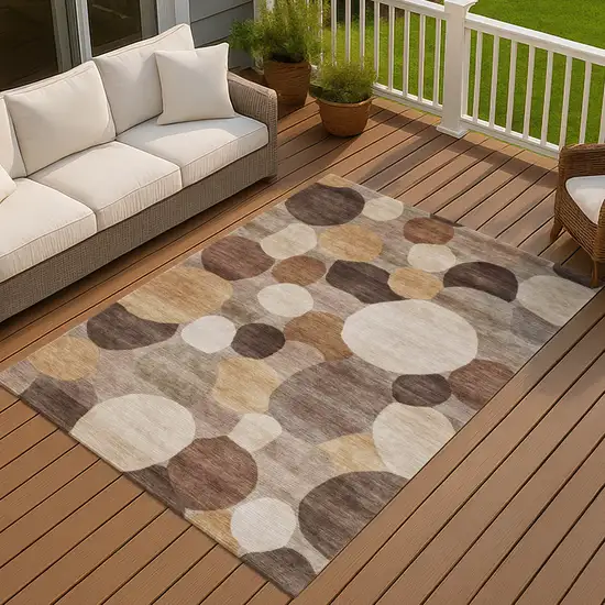 Brown Copper And Beige Geometric Washable Indoor Outdoor Area Rug Photo 4