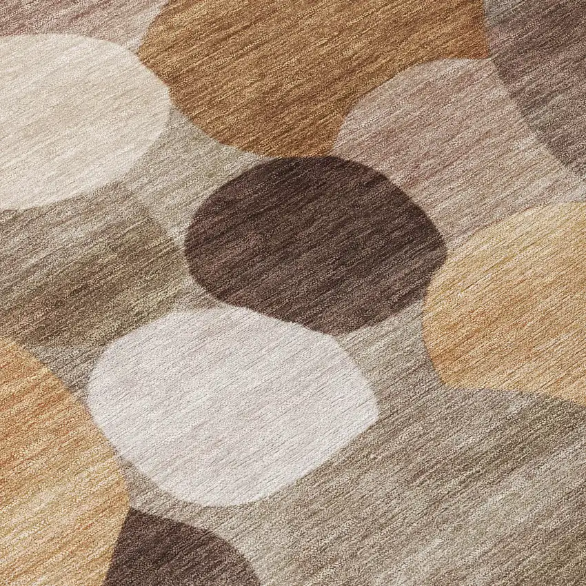Brown Copper And Beige Geometric Washable Indoor Outdoor Area Rug Photo 6