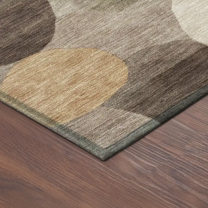 Brown Copper And Beige Geometric Washable Indoor Outdoor Area Rug Photo 5