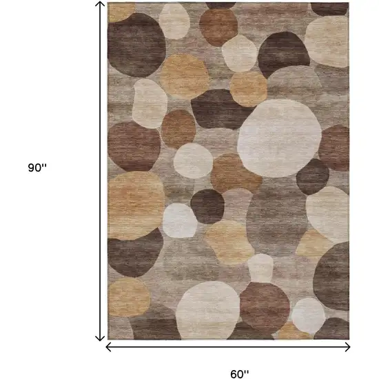 Brown Copper And Beige Geometric Washable Indoor Outdoor Area Rug Photo 7