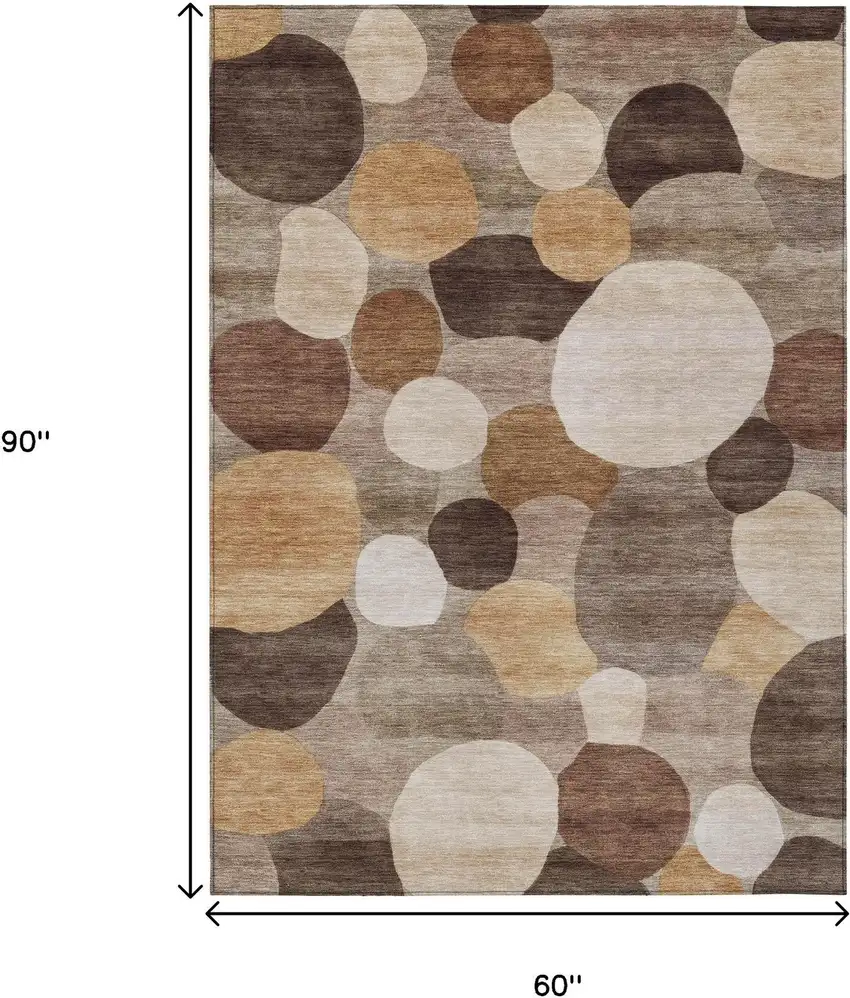 Brown Copper And Beige Geometric Washable Indoor Outdoor Area Rug Photo 7