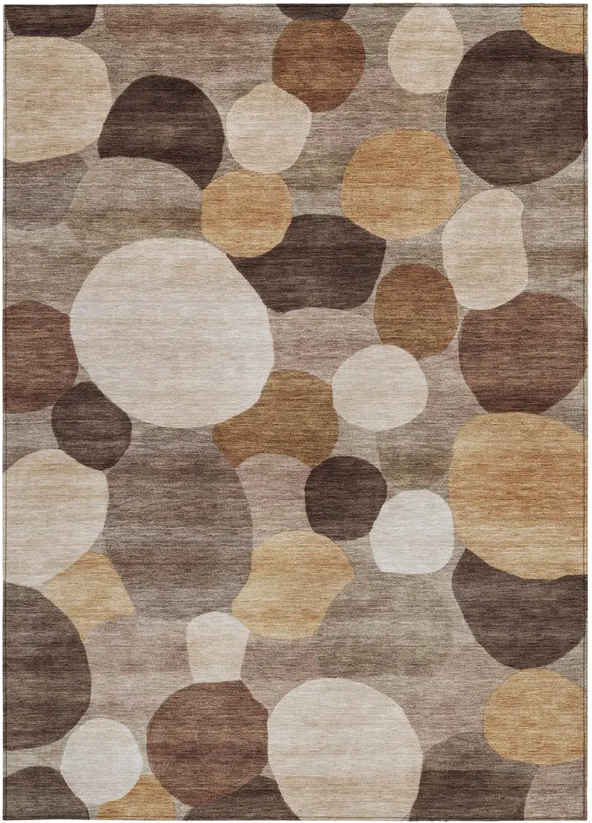 Brown Copper And Beige Geometric Washable Indoor Outdoor Area Rug Photo 3