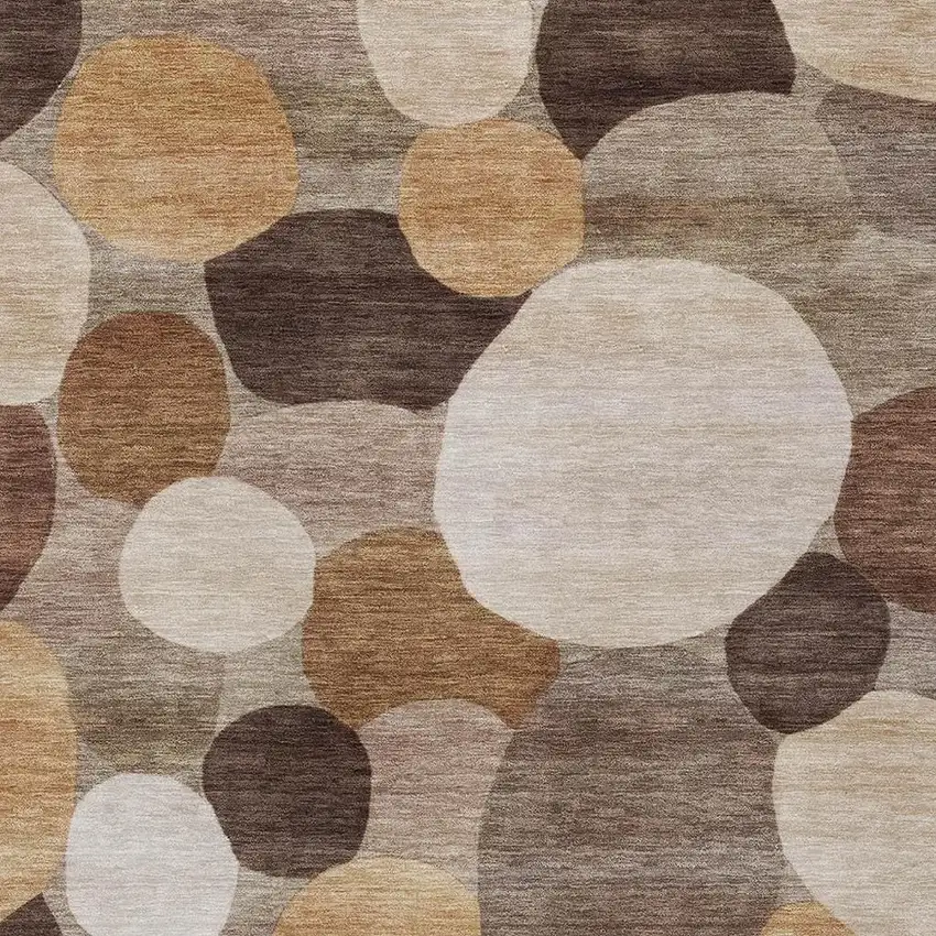 Brown Copper And Beige Geometric Washable Indoor Outdoor Area Rug Photo 2