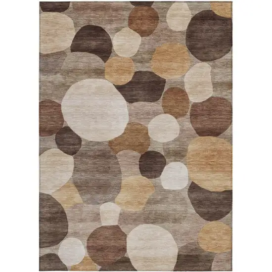 Brown Copper And Beige Geometric Washable Indoor Outdoor Area Rug Photo 3