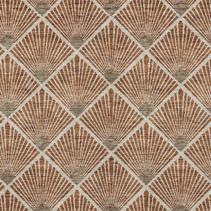 Brown Copper And Beige Geometric Washable Indoor Outdoor Area Rug Photo 3