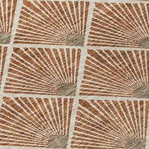 Photo of Brown Copper And Beige Geometric Washable Indoor Outdoor Area Rug