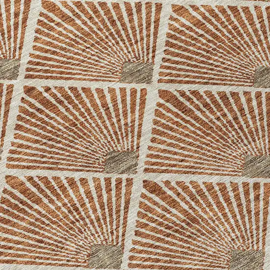 Brown Copper And Beige Geometric Washable Indoor Outdoor Area Rug Photo 6