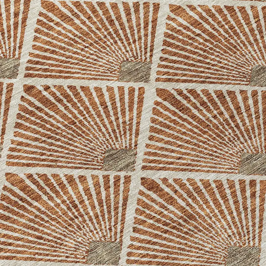 Brown Copper And Beige Geometric Washable Indoor Outdoor Area Rug Photo 6