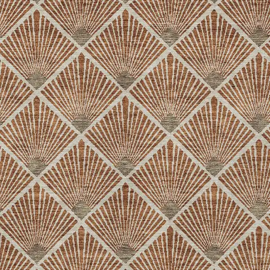 Brown Copper And Beige Geometric Washable Indoor Outdoor Area Rug Photo 5